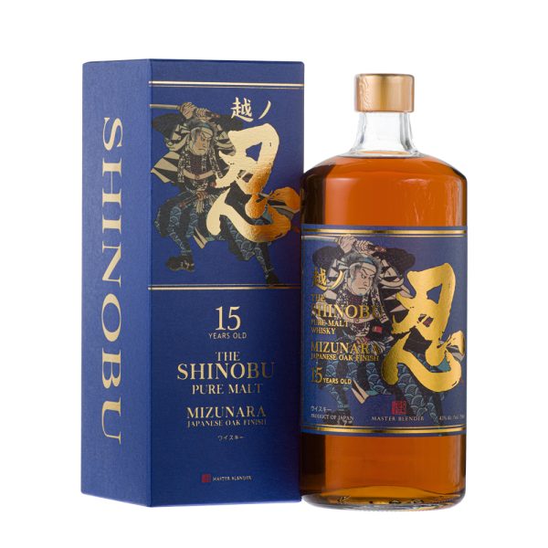 SHINOBU 15 YEARS OLD PURE MALT WHISKY MIZUNARA JAPANESE OAK FINISH